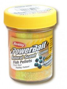 Паста за пъстърва Berkley Powerbait Natural Scent Glitter Rainbow – Fish Pellets /рибни пелети/