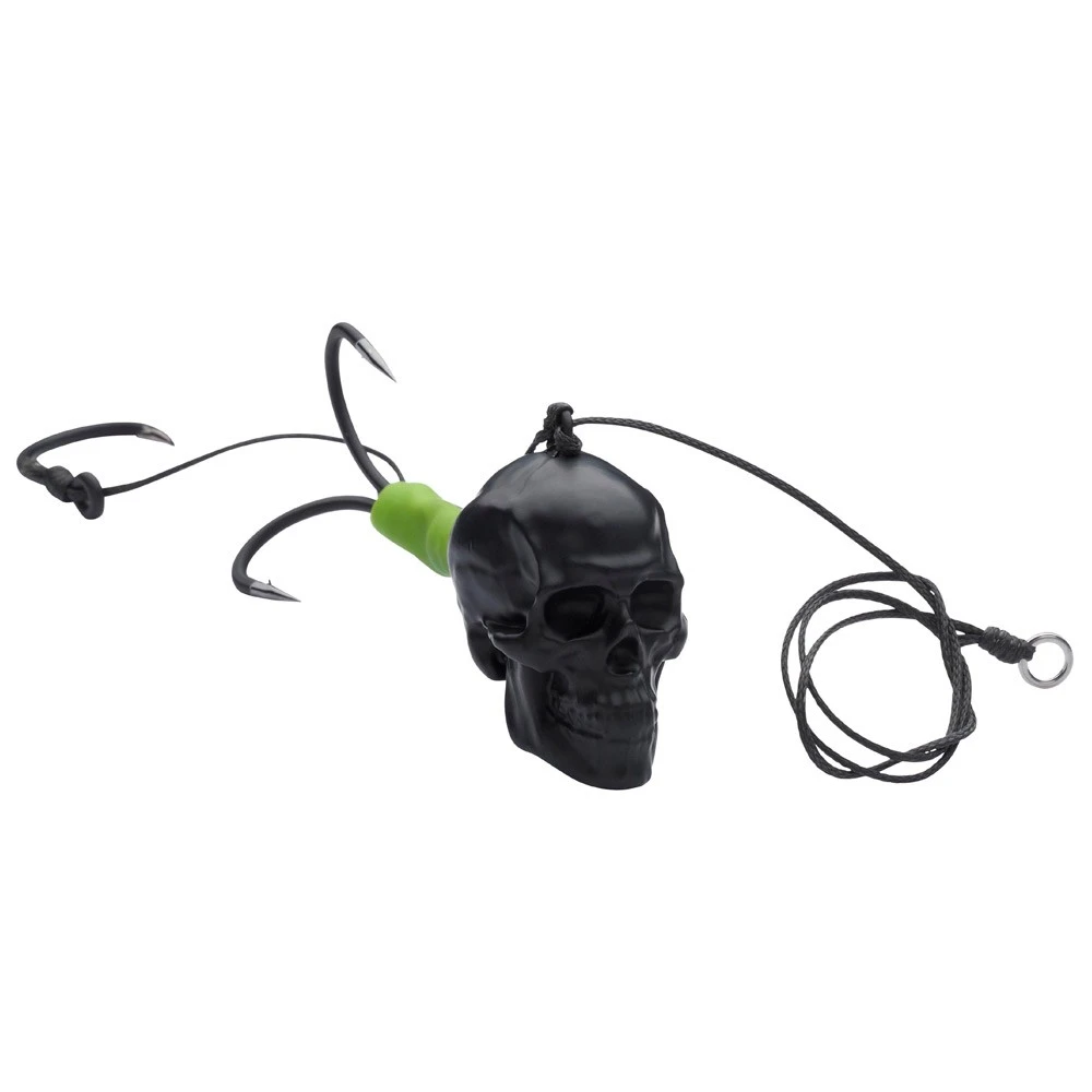 "Масивна джиг глава MADCAT Skull Worm Jig 100 грама с двойна кука за риболов на трофеен сом."